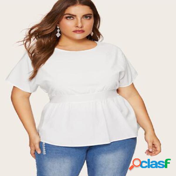 Camiseta con cintura elástica irregular y espalda dividida