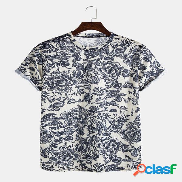 Camiseta de manga corta para hombre estilo retro Planta con