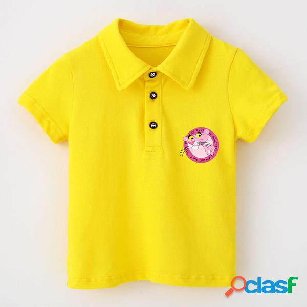 Camiseta de manga corta para niños Color neto Algodón
