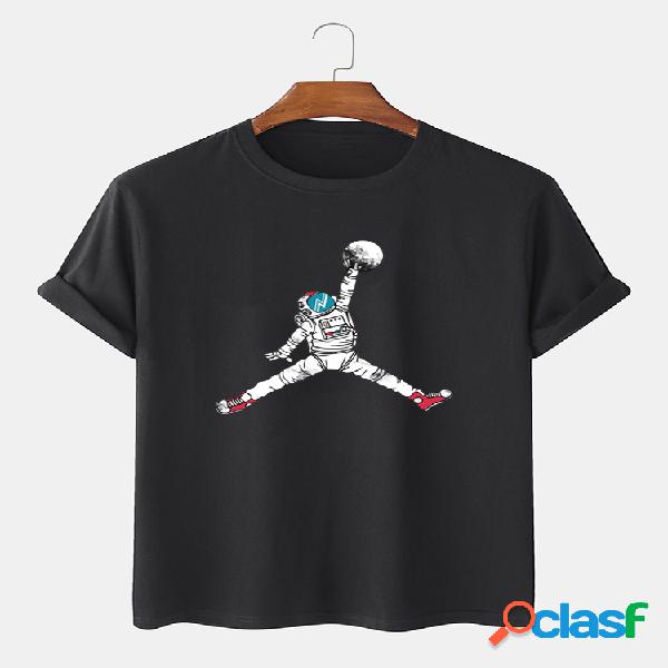 Camisetas básicas de manga corta con gráfico de astronauta