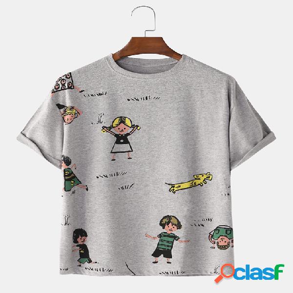 Camisetas con cuello en O de dibujos animados para niños