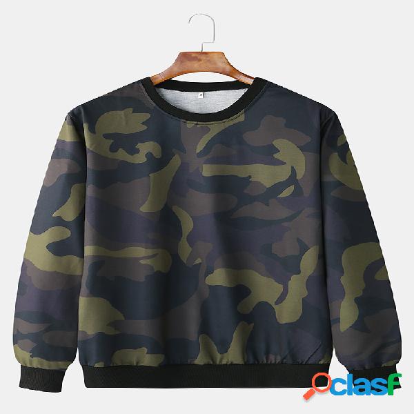 Camuflaje de algodón para hombre Impreso Casual Jersey de