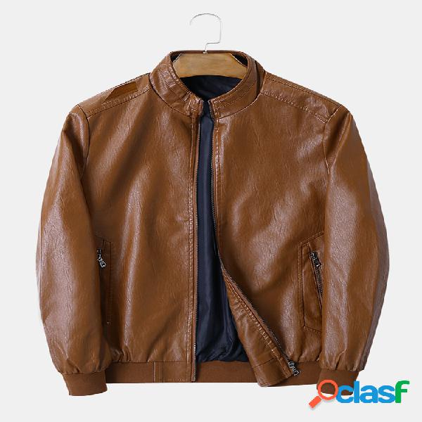 Chaquetas sueltas de cuello de pie de manga larga casual de