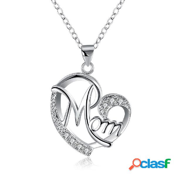 Classic Sweet Mom In Heart Necklaces Dazzling Zirconia