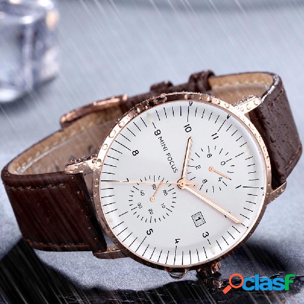 Correa de cuero Reloj para hombre Relojes de cuarzo de mano