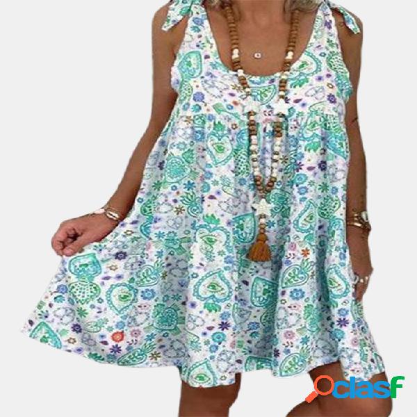 Correas Estampado étnico Suelto Bohemio Vestido Para Mujer