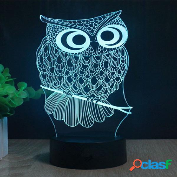 DecBest Owl 3D LED Lights USB Battery Colorido Touch Control