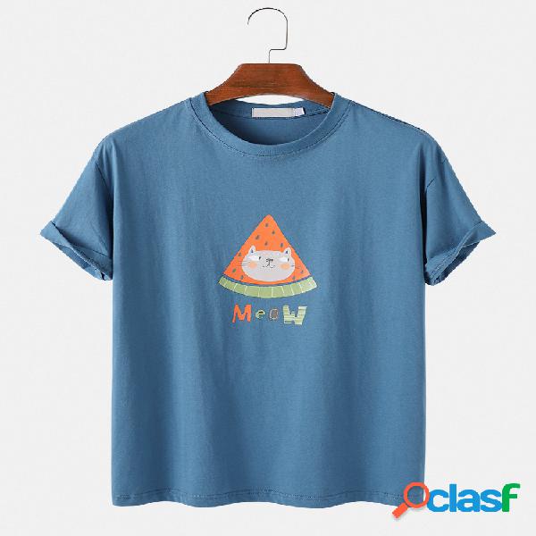 Dibujos animados para hombre Gato y estampado de frutas
