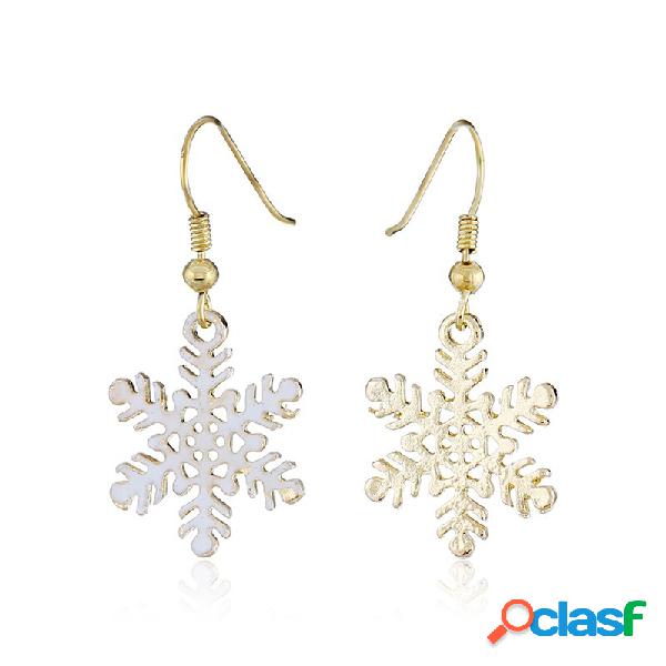 Elegante Flor de Nieve Pendientes Hallow White Drop
