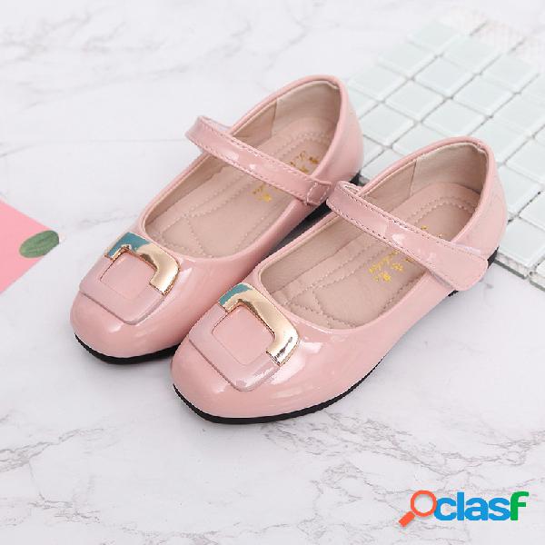 Girls Square Decor Gancho Loop Elegant Mary Jane Shoes