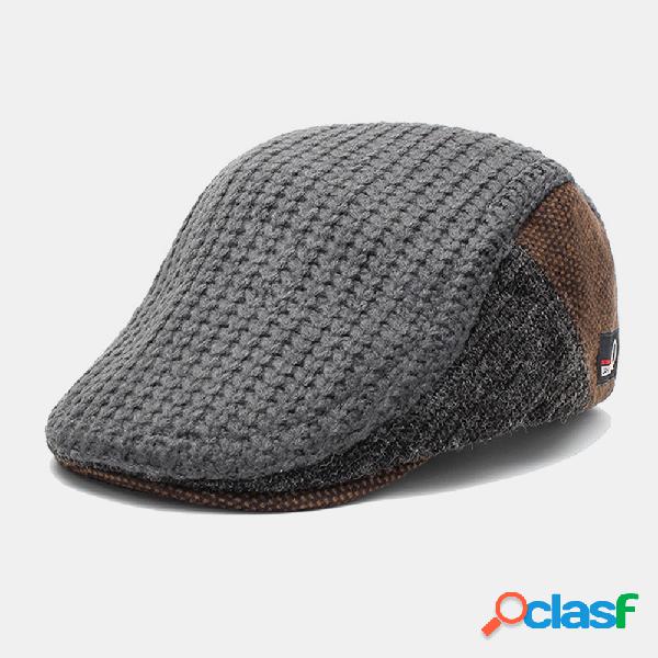 Gorras planas de boina para hombre con costura de tejido de