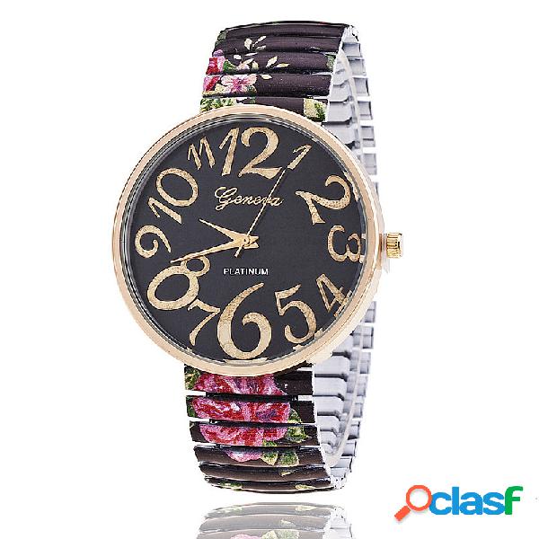 Grandes números de moda Flores Relojes Vestido Casual Reloj