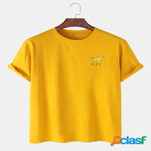Hombre 100% algodón Banana impresa redonda Cuello Camisetas