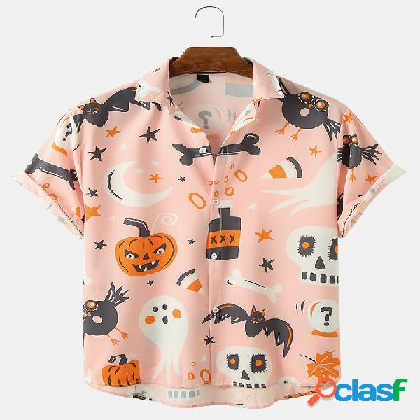 Hombre Halloween Funny Cráneo Camisas de manga corta con