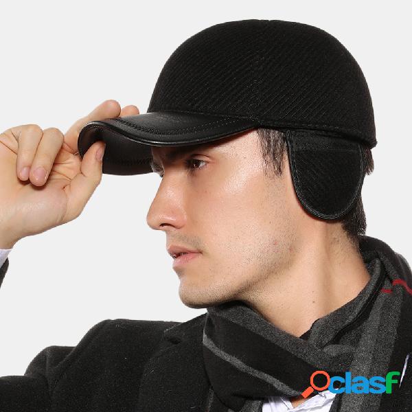 Hombre cálido al aire libre orejeras cuero Sombrero gorra