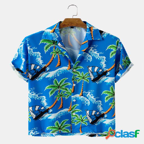 Hombres Planta y Hoja Playa Imprimir Holiday Casual Camisas