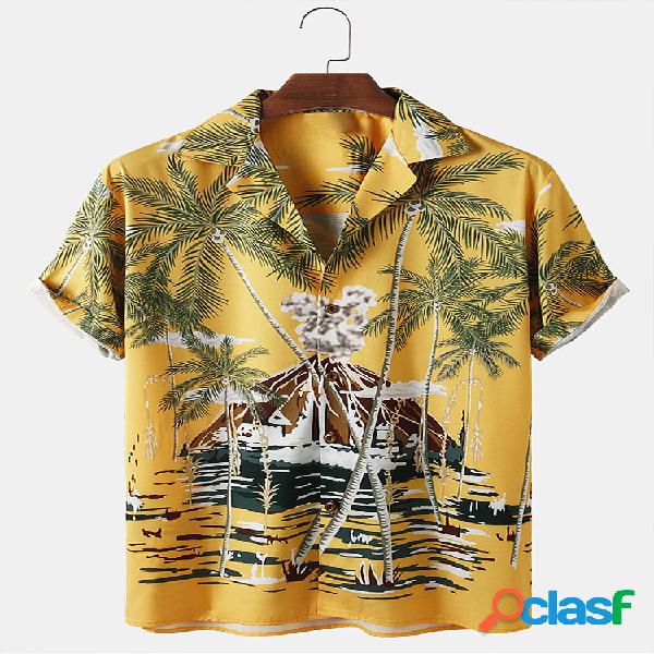 Hombres Planta y Playa Imprimir Holiday Casual Camisas