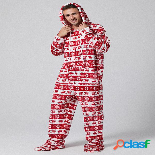 Hombres Ropa de dormir con estampado navideño Onesies Soft