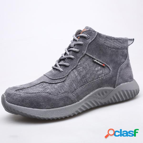 Hombres Suede Steel Toe Anti Smashing antideslizante usable