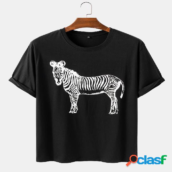 Hombres Zebra Patrón Imprimir Camisetas básicas de manga