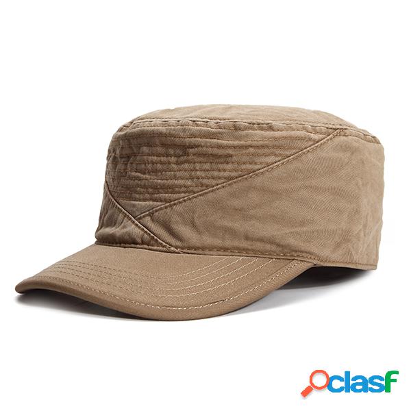 Hombres unisex algodón patrón sólido militar sombrero de