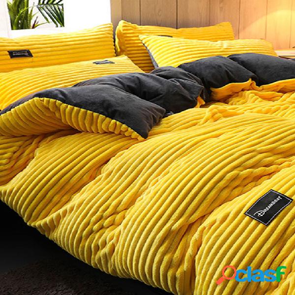 Juego de cama de invierno de terciopelo de pana gruesa con