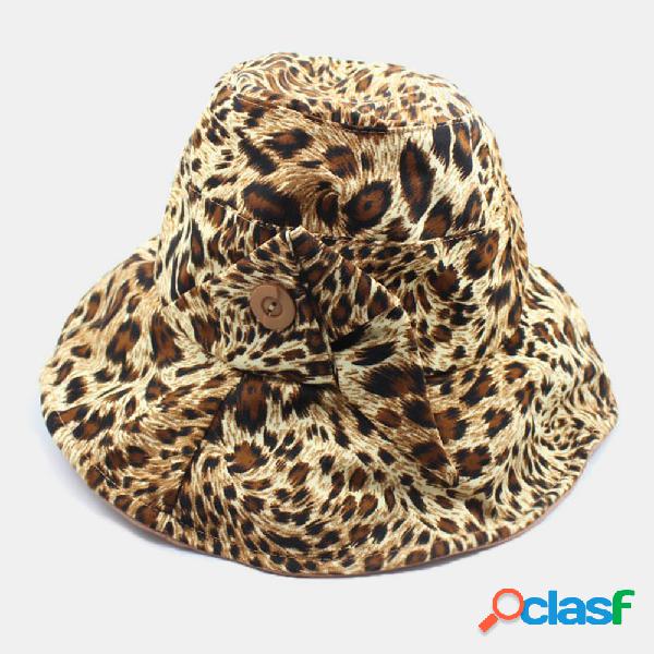Leopardo Patrón Botón de moda Playa Sombrero Cubo Sombrero