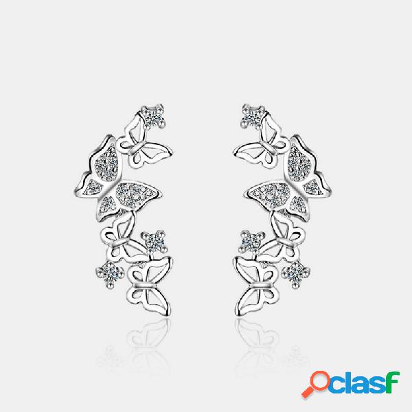 Mariposa elegante de plata 925 Pendientes Mariposa