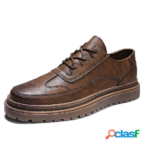 Men Brogue Microfiber Leather Non Slip Wearable Retro Casual