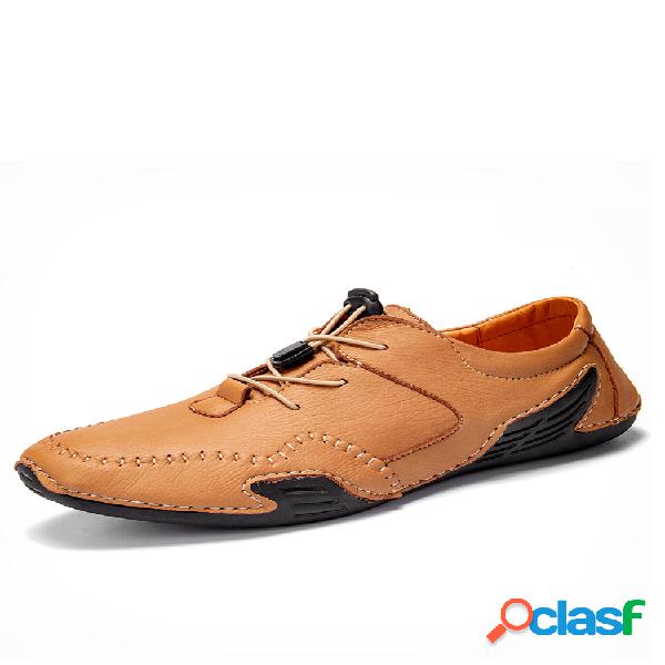 Menico Hombres Costura a mano Comfort Lace Up Soft Zapatos