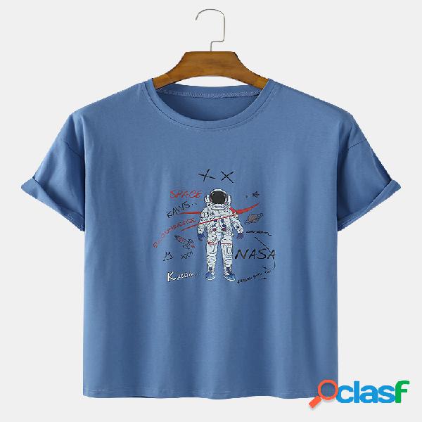 Mens Space Patrón Print Light Casual Camisetas sueltas con