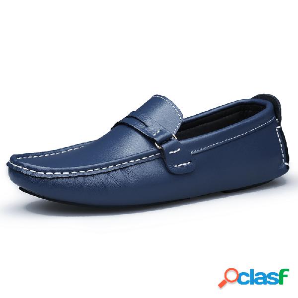 Mocasines de cuero para hombres Comfy Low Toe Soft Mocasines