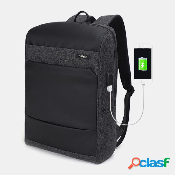 Mochila multifunción de carga USB sólida para hombres