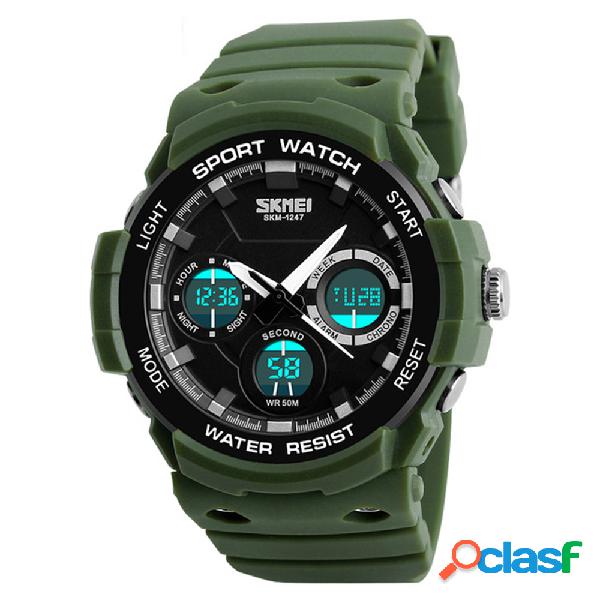 Moda Dual Display Digital Quartz Relojes Correa de silicona