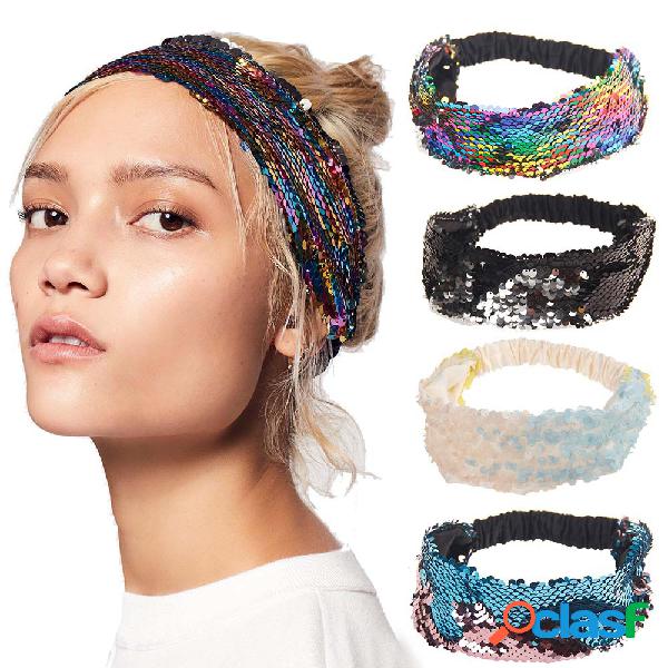 Moda colorida lentejuelas diadema titular del pelo niñas