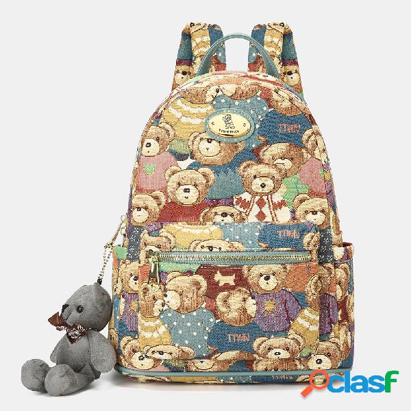 Mujer Bear Patrón Gran capacidad Escuela Bolsa Mochila