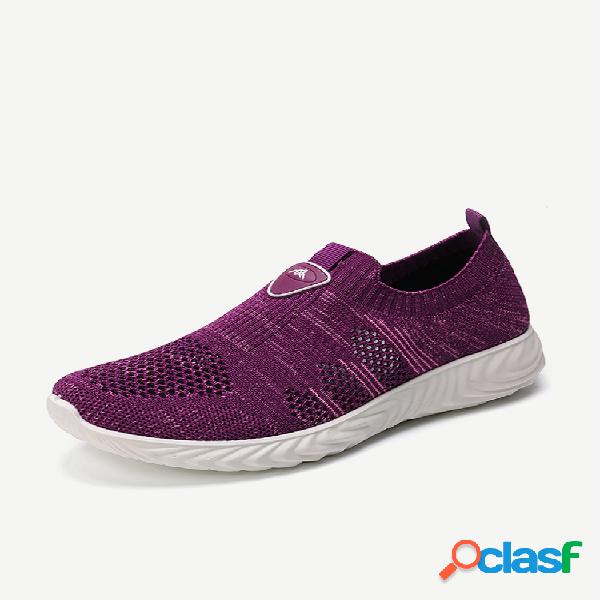 Mujer Casual Walking Soft Zapatillas sin cordones de malla