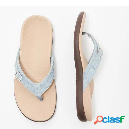 Mujer Chanclas con hebilla Casual Flat Playa zapatillas