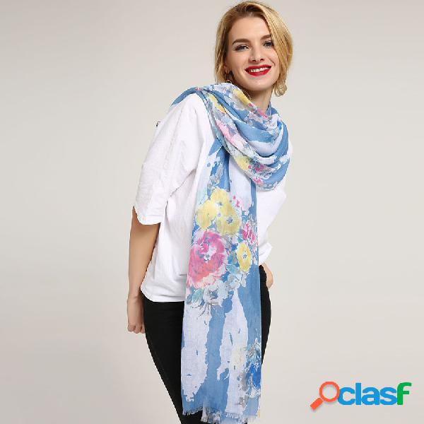 Mujer Colorful Estampado floral Bufandas de protección