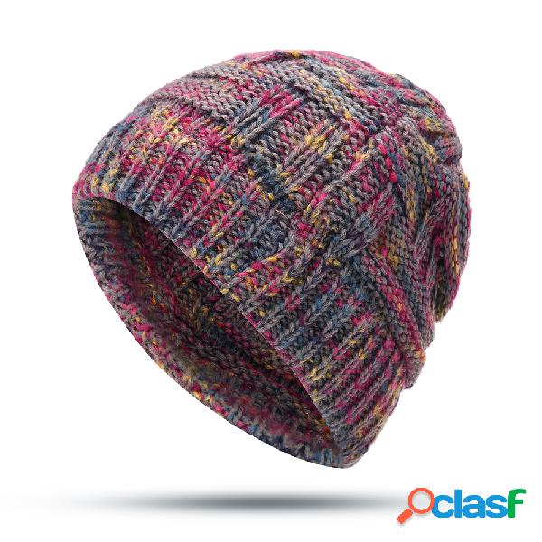 Mujer Crochet Knit Messy Bun Warm Soft Sombrero al aire