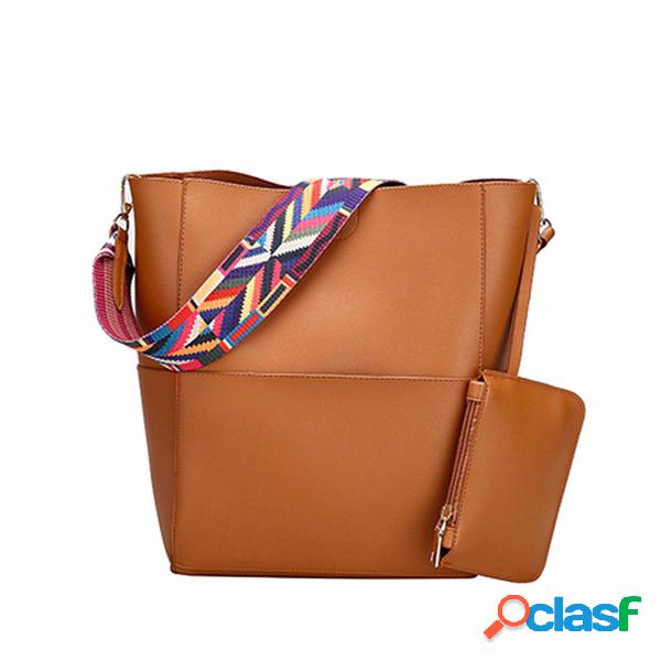 Mujer Crossbody de moda Bolsa Bolso casual grande de cuero