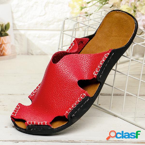 Mujer Elegante Peep Toe Hollow Color sólido Fácil de usar