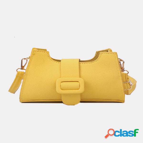 Mujer PU Hombro de botón magnético sólido Bolsa Crossbody