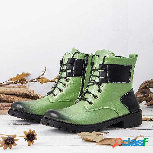 Mujeres punta redonda con cordones lateral casual gradiente