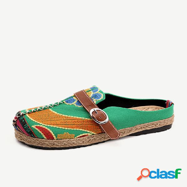 Multicolor bordado con hebilla folklóricos de talón