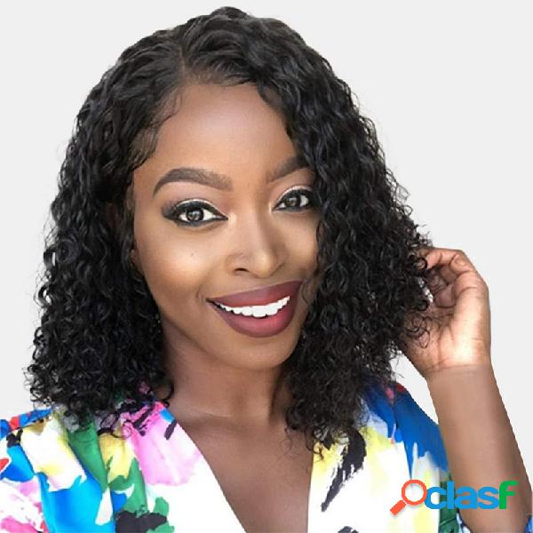 Natural Negro Corto Rizado Cabello Flequillo Largo Afro
