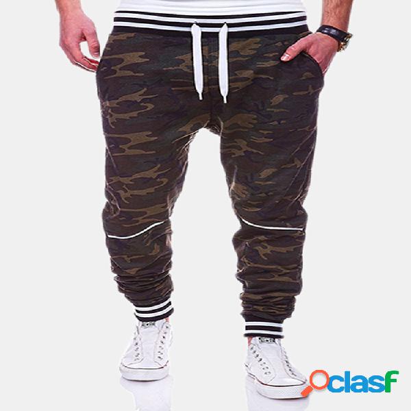Pantalones de chándal casuales con cordón elástico en la