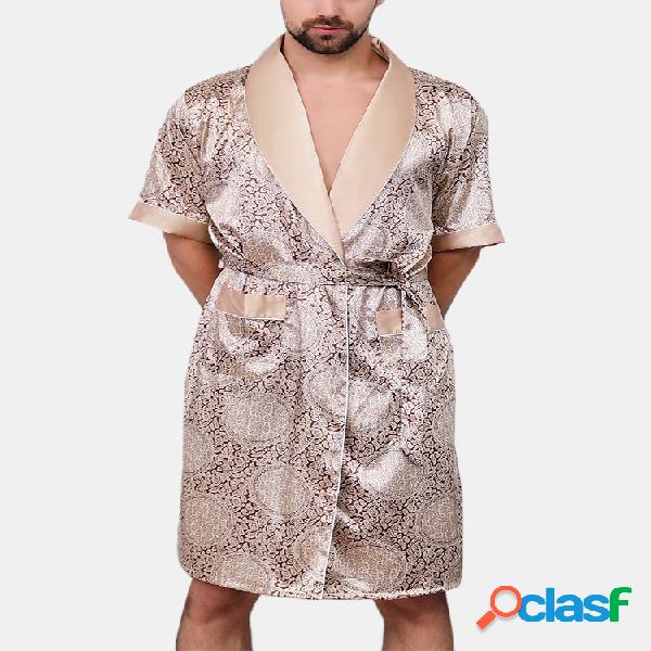 Patchwork Diseño Conjunto de pijamas de seda sintética