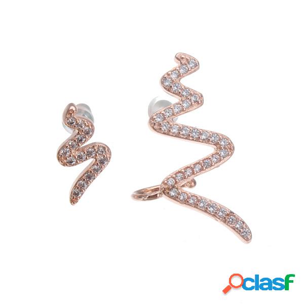 Pendientes asimétricos de Zircon de Plata 925 plateado oro