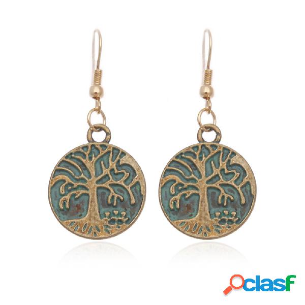 Pendientes bohemios antiguos de árbol de larga vida de